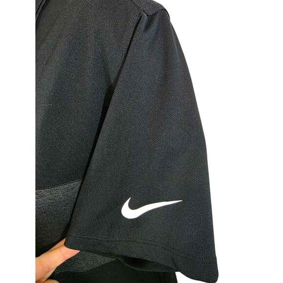 Nike Shirt Mens Large Black Striped Polo Dri Fit Performance Golf Logo Read - Picture 4 of 8